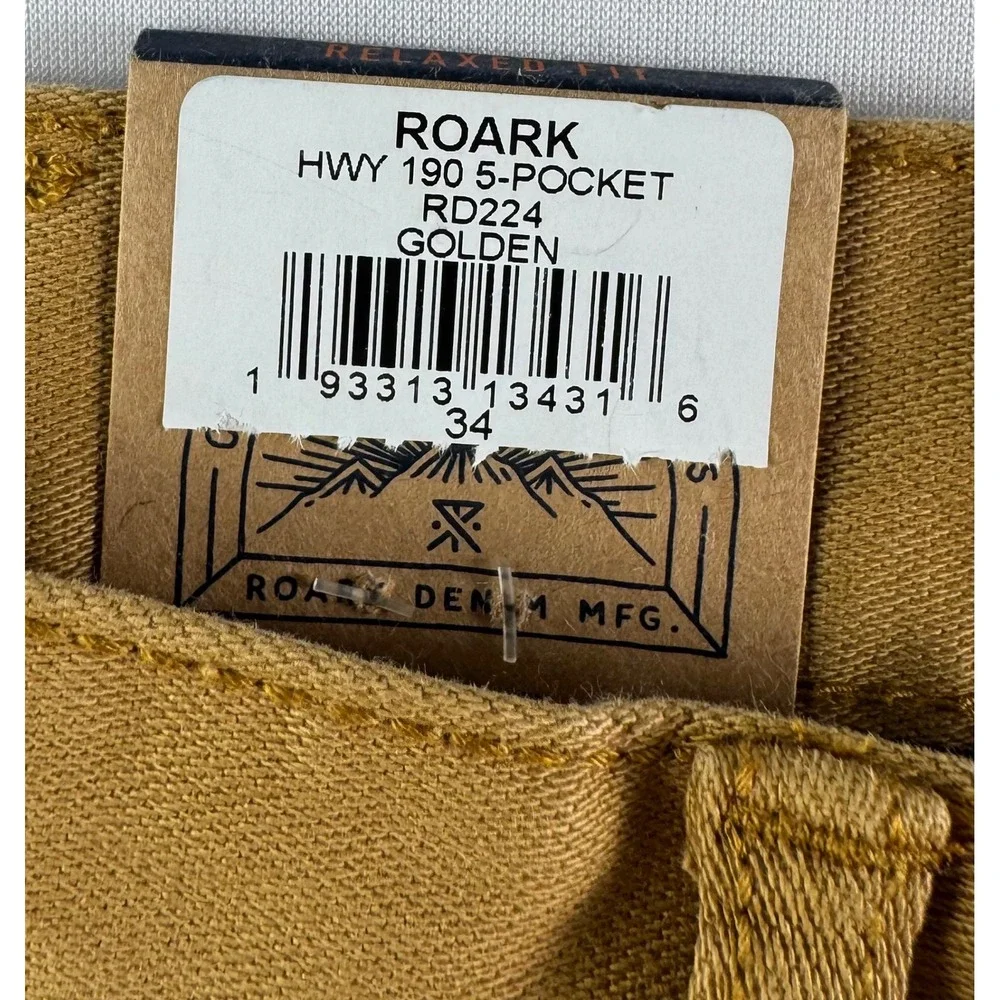 Roark HWY 190 Relaxed‎ Fit Golden Denim Jeans Mens Size 34 preppy dandy